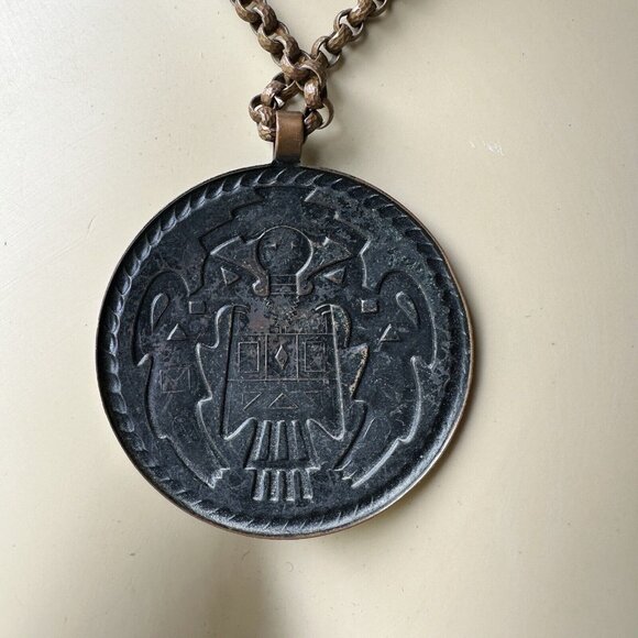 Vintage Bell Trading Post Solid Copper Huge Native American Kachina Necklace 18" - Picture 4 of 8